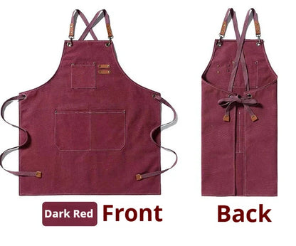 New Fashion Canvas Kitchen Apron – Unisex Chef Work Apron for Grill, Restaurant, Bar, Shop, Cafes, and Beauty Nail Studios