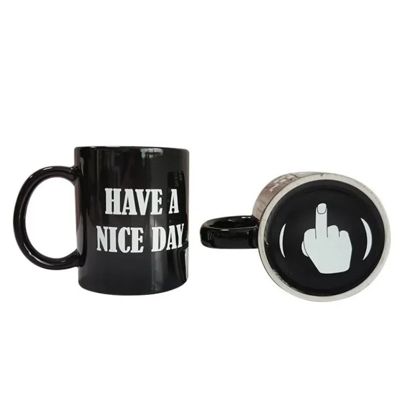 Vertical Middle Finger Mug - Creative Ceramic Coffee Cup, Anime and Film Inspired, Funny Breakfast Mug, Perfect Christmas Gift