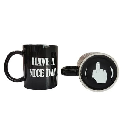 Vertical Middle Finger Mug - Creative Ceramic Coffee Cup, Anime and Film Inspired, Funny Breakfast Mug, Perfect Christmas Gift
