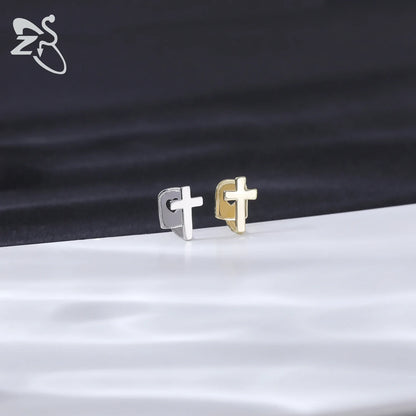 ZS Hip Hop Grillz – Silver/Gold Plated CZ Crystal Cross & Rose Star Tooth Cap, Top & Bottom Set