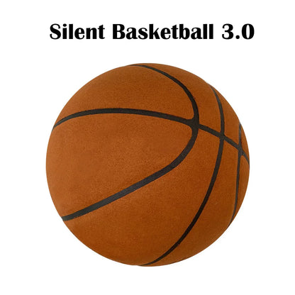 Silent Indoor Basketball – Airless Foam Dribbling Ball, Size 7/6/5 with Grooved Quiet Training Design