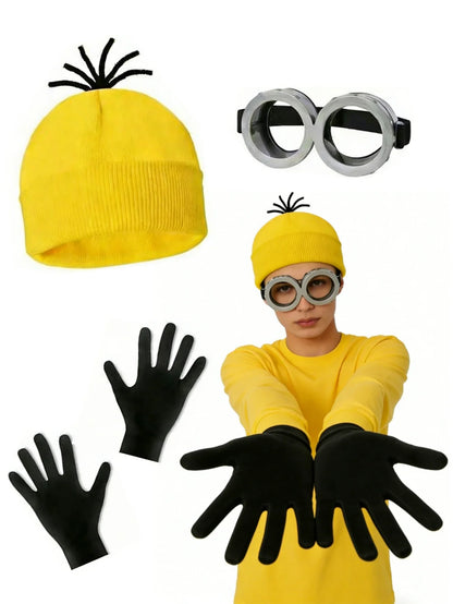 4-Piece Halloween Costume Set - Hat, Gloves & Glasses Strap Cosplay Party Accessories