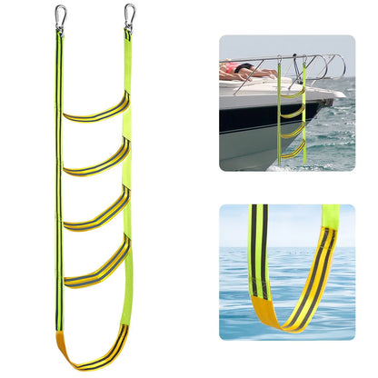 Portable Boat Ladder – Reusable Nylon Rope Ladder for Auxiliary Boarding, 3/4/5 Steps