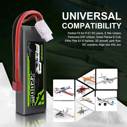 OVONIC 3S 2200mAh 11.1V LiPo Battery — 50C RC Battery with Dean Connector for Airplane, Quadcopter, Helicopter, and FPV Drone