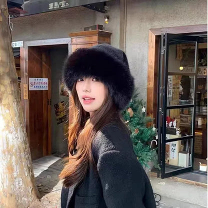 Mongolian Hat for Women – Cotton, Warm, Eye-Catching, Versatile Ear Protection, Water-Resistant Plush Basin Hat