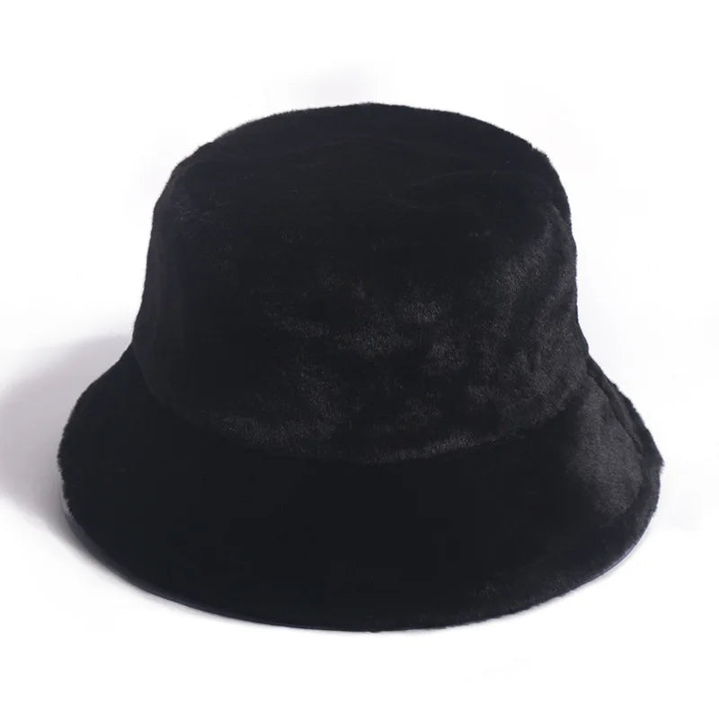 Women’s Winter Bucket Hat – Fashion Leopard Panama, Warm Vintage Faux Fur Fisherman Cap