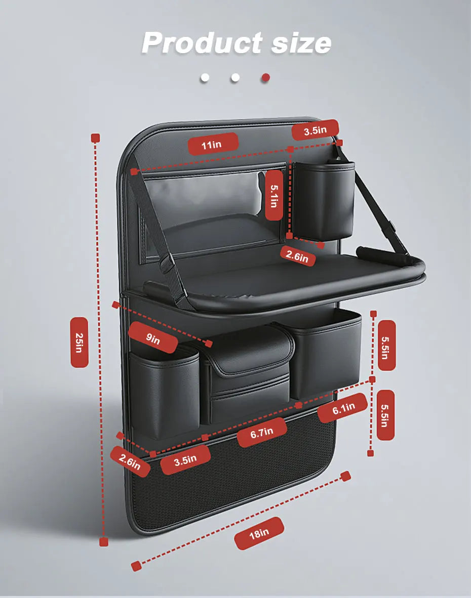 SEAMETAL Car Backseat Storage Bag – Multi-Pocket Seat Back Organizer with Foldable Tablet Tray & Large Capacity
