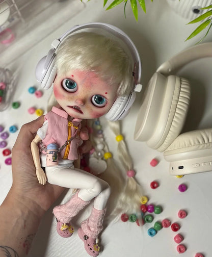Miniature Doll Headphones for Blythe & Qbaby — Big Head Diandian Decorative Accessory (Non-Functional)