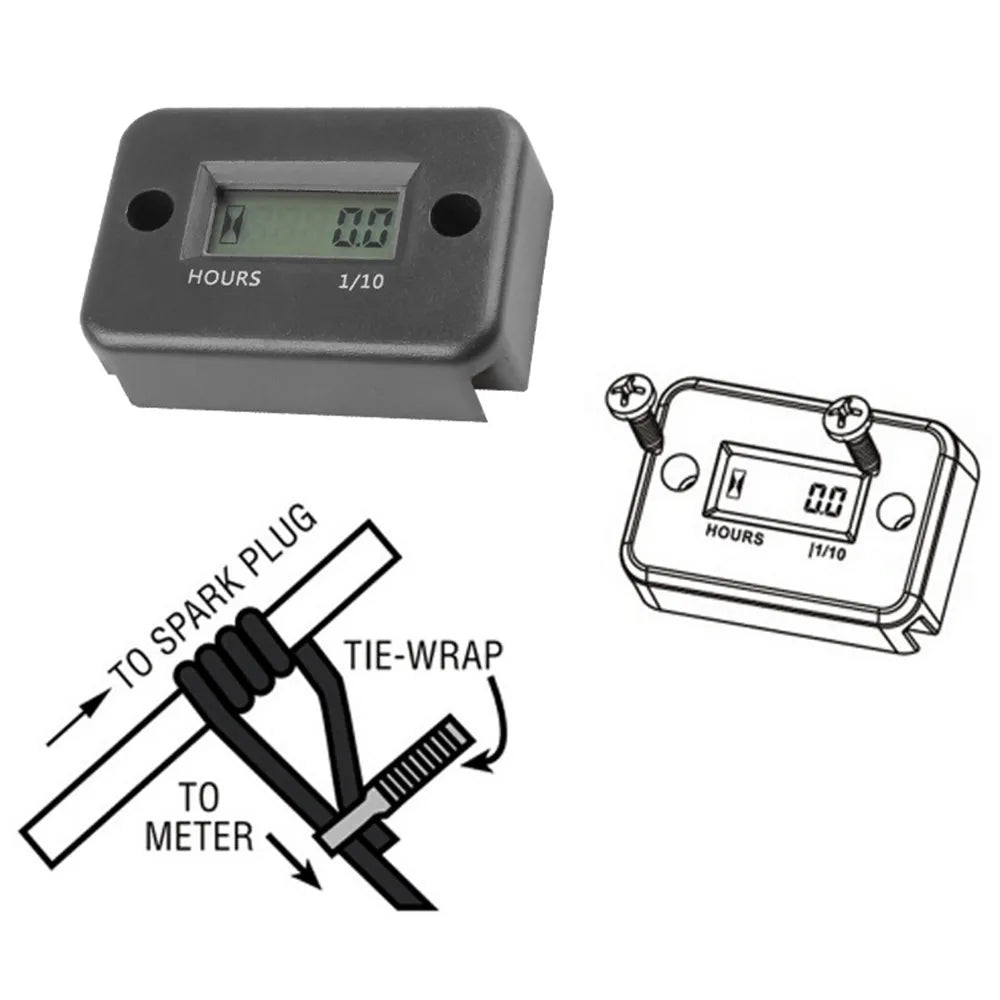 Digital Hour Meter LCD Counter – For ATV, Motorcycle, Snowmobile, Boat & Generator Accessories