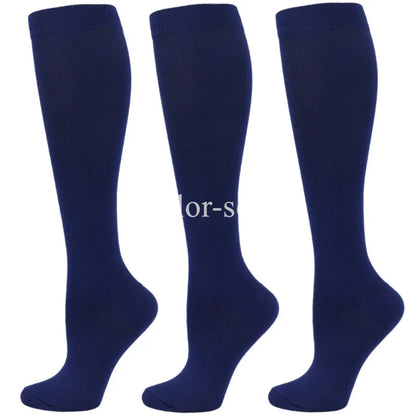 3 Pairs Knee High Compression Socks – Anti-Fatigue Support Stockings for Varicose Veins, Pain Relief & Sports Recovery (Men & Women)