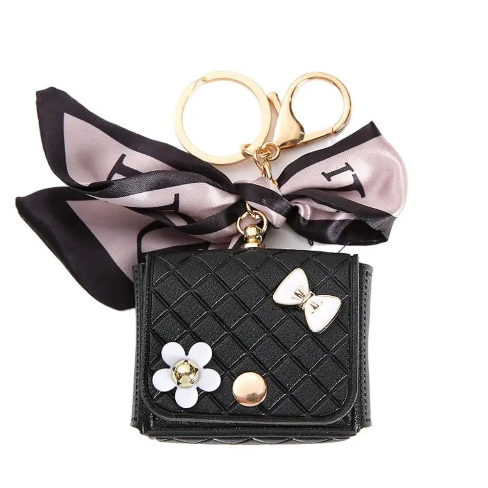 25cm Leather Earphone Storage Bag - Mini Keychain Pendant Bluetooth Headset Case Cover