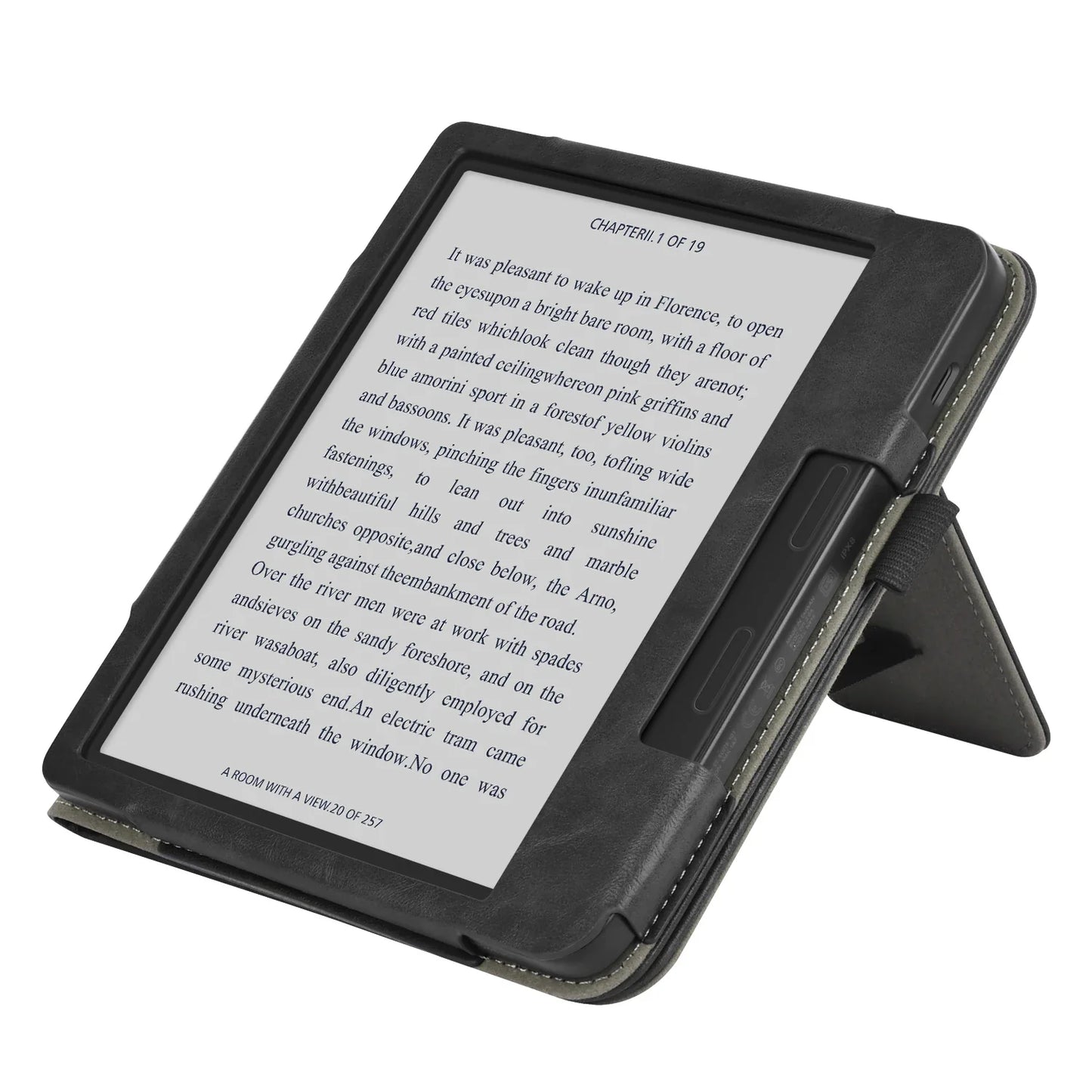 KOBO Libra 7" Leather Case – Hand Strap, Stand & Card Slot Cover for Libra Colour, Libra 2, Libra H2O (N428/N418/N873)