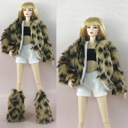 1:6 Scale Doll Clothes – Fur Coat Dress Outfit for 11.5" (30cm) Dolls, Multiple Styles, Gift for Girls