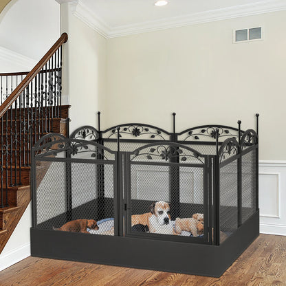 8-Panel DIY Heavy Duty Dog Playpen – Indoor & Outdoor Metal Puppy Fence with Waterproof Pad for Whelping and Training