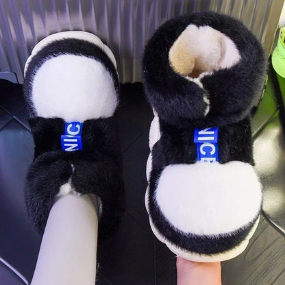 Women's Winter Warm Shoes: Plush Lining Indoor Cotton Slippers - Platform High Top Snow Boots for Couples
