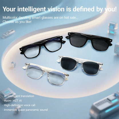 Smart Glasses with AI Translation – Supports 100+ Languages, Bluetooth TWS, Calls, Music, Noise Reduction & Light Control for Men & Women