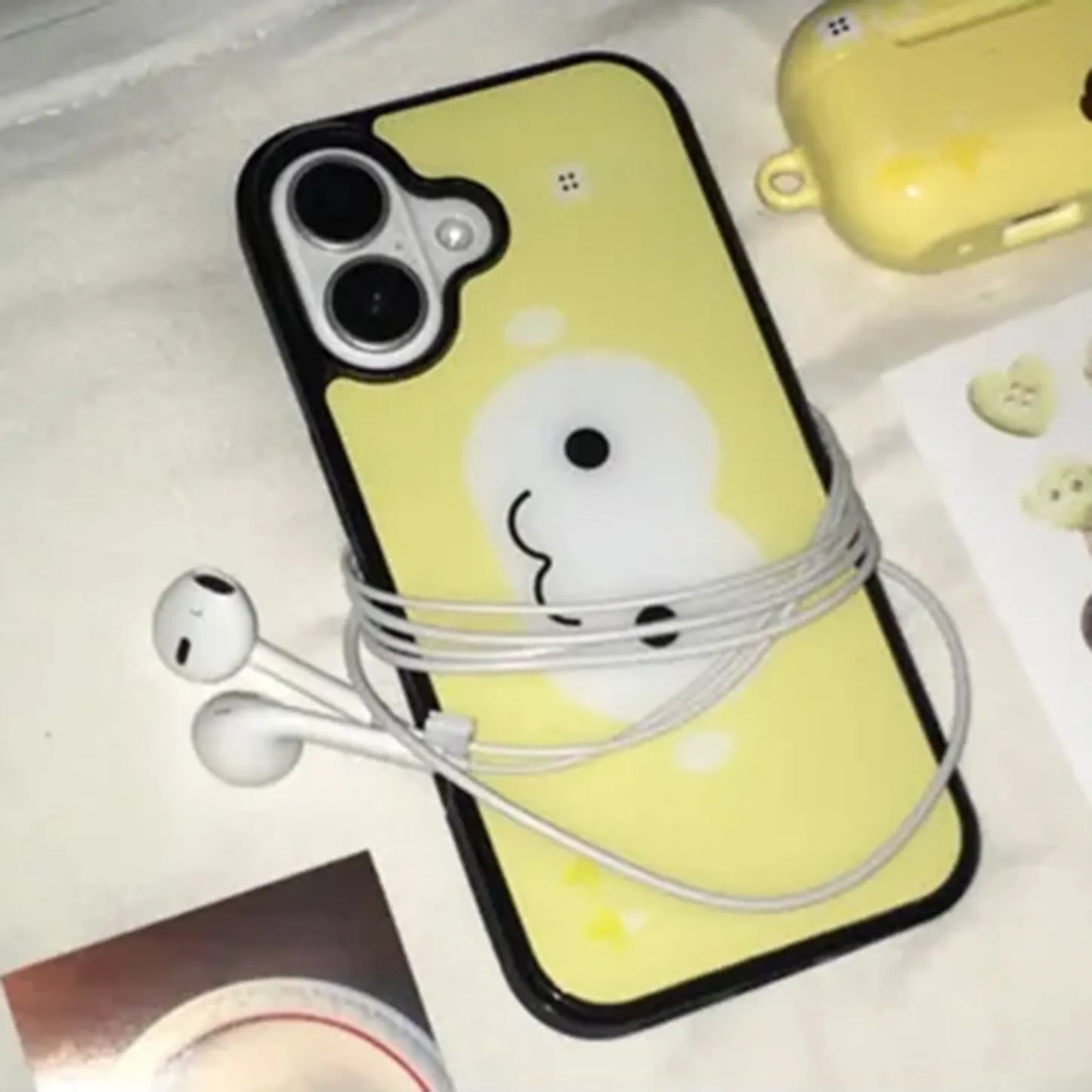 Brown & Yellow Monkey Face Phone Case - Cute Shockproof Silicone Cover for iPhone 17 Air, 16 Pro Max, 15, 14 Plus, 13, 12 & 11