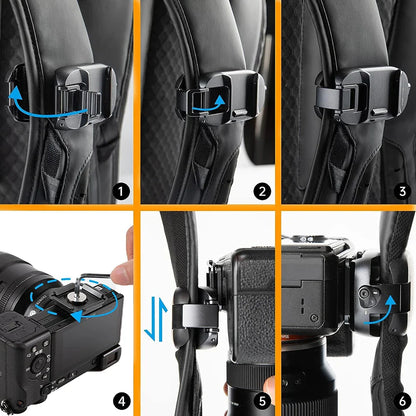 PGYTECH Beetle Camera Clip with Plate — Quick Release System for Sony, Nikon, DSLR & Action Cameras with Backpack Strap Mount