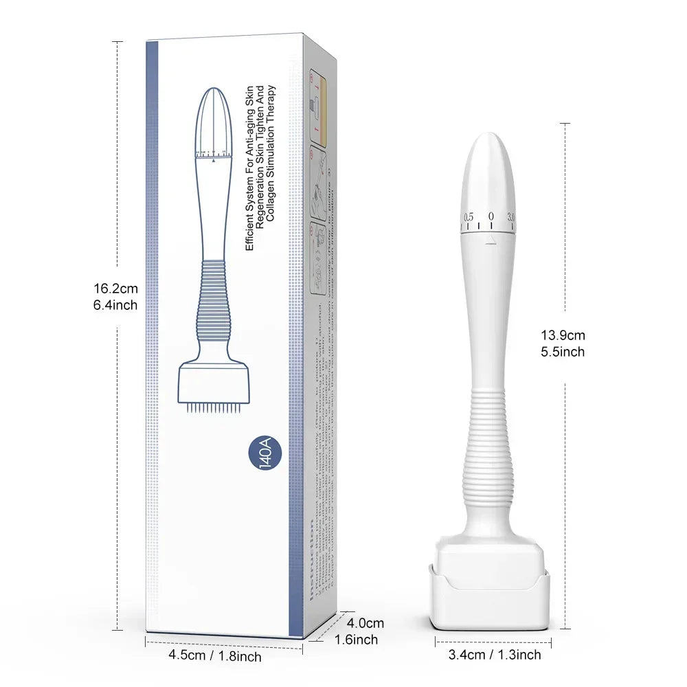 140A Derma Stamp Microneedling Face Roller – Adjustable Titanium Needle for Skincare, Beard Growth & Scalp Hair Treatment