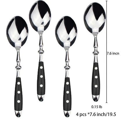Classic Elegant Stainless Steel Cutlery Set – Fork, Spoon, Knife & Teaspoon Full Dining Steak Dinnerware Collection