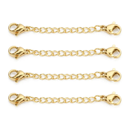 Louleur 5PCS Stainless Steel Necklace Extender Chains – Lobster Clasp Extension Tail Chains for DIY Bracelets & Jewelry