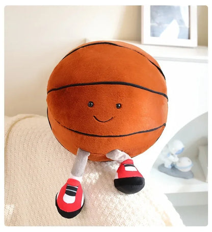 CM Sports Plush Toy — Football & Basketball Dolls, Creative Pillow & Interactive Pet Ball for Dogs & Cats