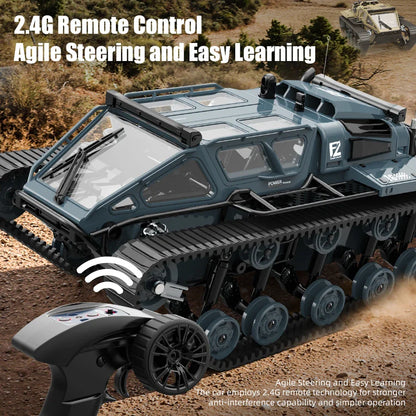 JJRC C8812 LED Tracked Tank RC Car — Full-Scale Simulation Model, Drift Remote Control Off-Road Vehicle Toy for Boys Gift