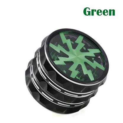 2.5-Inch Hand Crank Aluminum Grinder with Clear Top – 65mm Black & Green Herb Grinder Gift