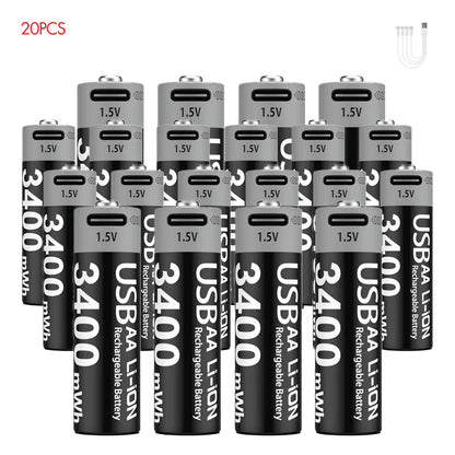 MATOV USB Rechargeable Li-ion AA 3400mWh & AAA 1100mWh 1.5V Batteries Pack