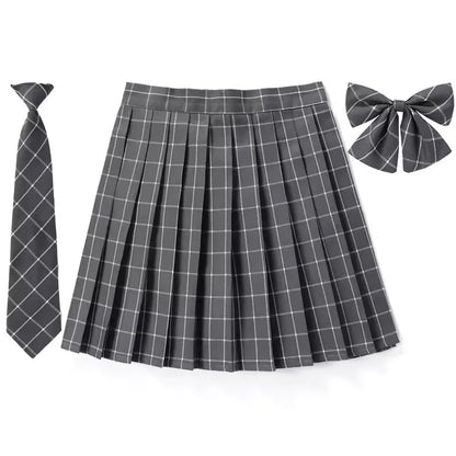 Women’s Plaid Pleated Skirt with Bowtie – XS-5XL Harajuku Preppy Mini Japanese School Uniform, Summer Kawaii Jupe
