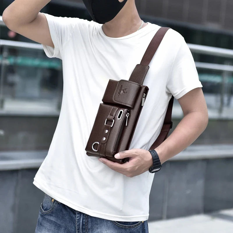 WEIXIER Brand Unisex Sports Running Chest Bag: Large-Capacity Multi-Function Single-Shoulder Waist Pack - Casual Messenger Wallet for Men