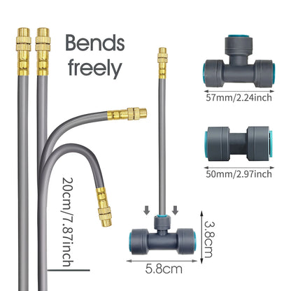 Adjustable Brass Fogging Spray Kit – 3/8" Flexible PE Hose Quick Connect Cooling & Dusting Garden Watering System