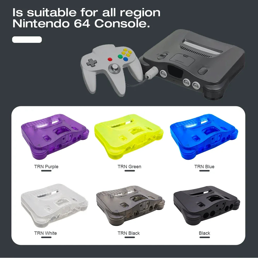 Bitfunx Translucent Replacement Plastic Shell Case for N64 Nintendo 64