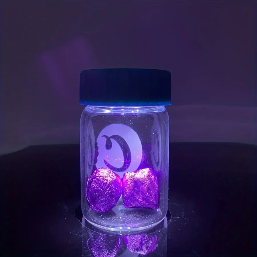 Glass Jar with LED Light — Light-Up Airtight Smoking Storage Bottle with Magnifying Viewing Multi-Use Container