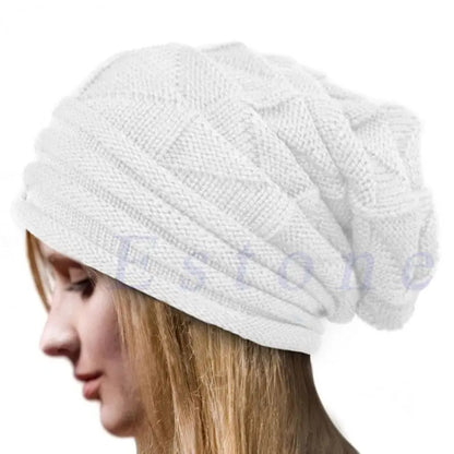 Knitted Baggy Beanie - Oversized Winter Hat, Slouchy Ski Cap for Men and Women, Warm Wool Skullies Beanies, Unisex