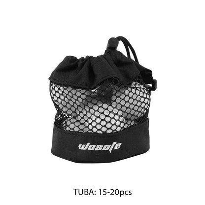 Black Golf Ball Pouch Bag – High-Quality Mesh Nylon with Hanging Plastic Clip, Convenient for Golf Bag