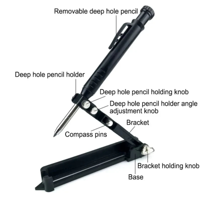 Multi-Function Scribing Ruler and Contour Gauge - Carpentry and Construction Measuring Tool with Scribe Compass for Woodworking