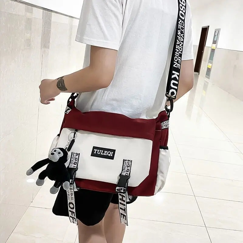 Men’s Large Capacity Messenger Bag – Fashion Canvas Nylon Crossbody Shoulder Bag for Casual & Student Use