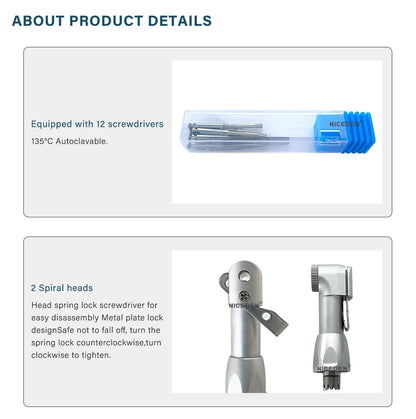 NICEDEN Dental Implant Torque Wrench - Universal Handpiece with 16 Screws & Latch Head Repair Tool