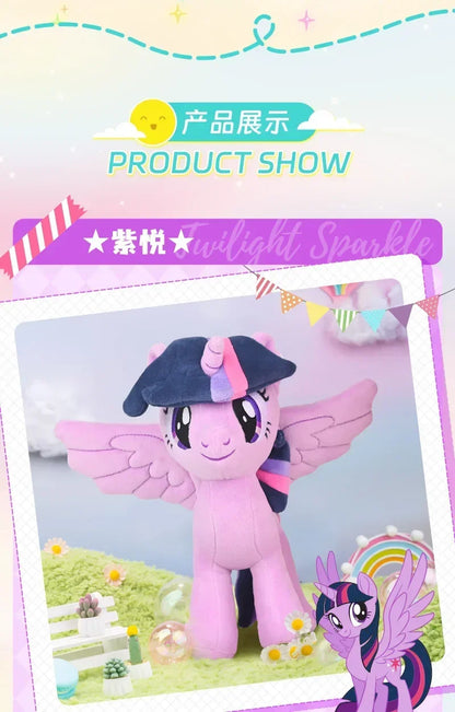 My Little Pony Plush Toys – Twilight Sparkle, Pinkie Pie, Rarity, Fluttershy, Applejack & Rainbow Dash Stuffed Dolls, Kids Xmas Gift