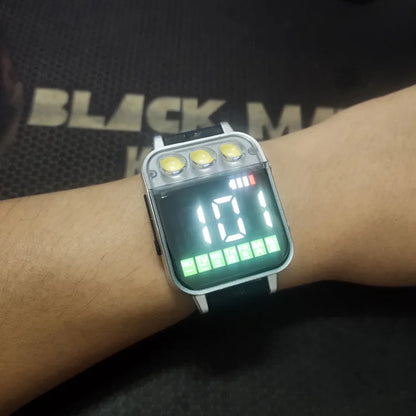 Sports LED Electronic Watch for Men – USB Rechargeable Flashlight Clock for Boys and Girls, Great Gift Idea