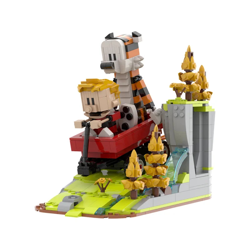 Gobricks MOC Calvin and Hobbes Building Block Set – Classic Comic Cartoon Tiger Model Toy Gift for Kids