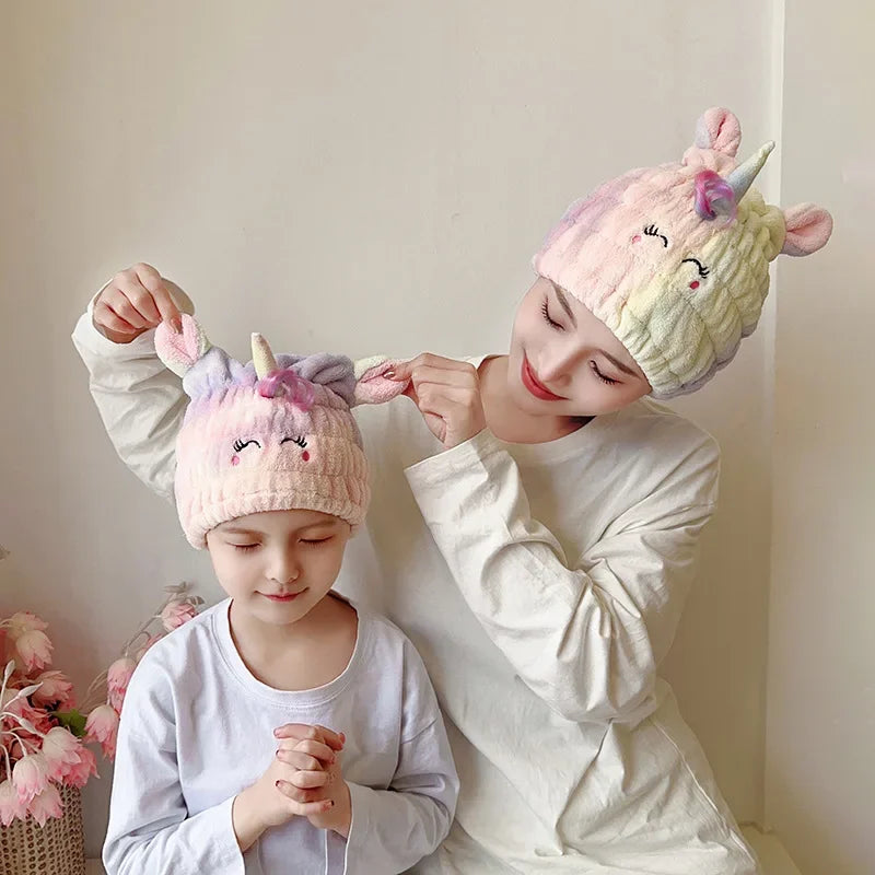 Super Absorption Hair Drying Hat for Women and Children - Quick-Dry Microfiber Towel Cap