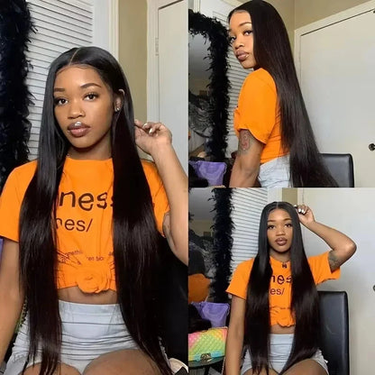 38 Inch 210% Density Bone Straight Lace Front Wig – HD Transparent 13x6 Brazilian Human Hair Wig for Women