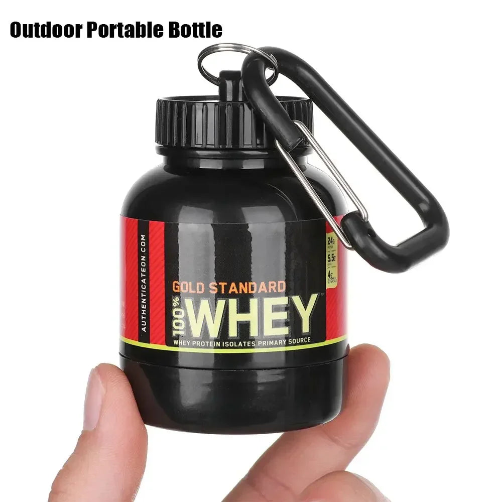 Mini Portable Protein Powder Bottles with Keychain – Travel Funnel, Medicine & Sport Storage Cups