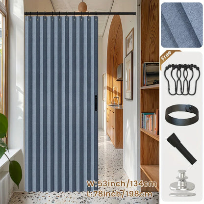 Blackout Folding Door Curtain – 1 Panel Privacy Screen for Living Room, Bedroom, Kitchen, Closet, Room Divider