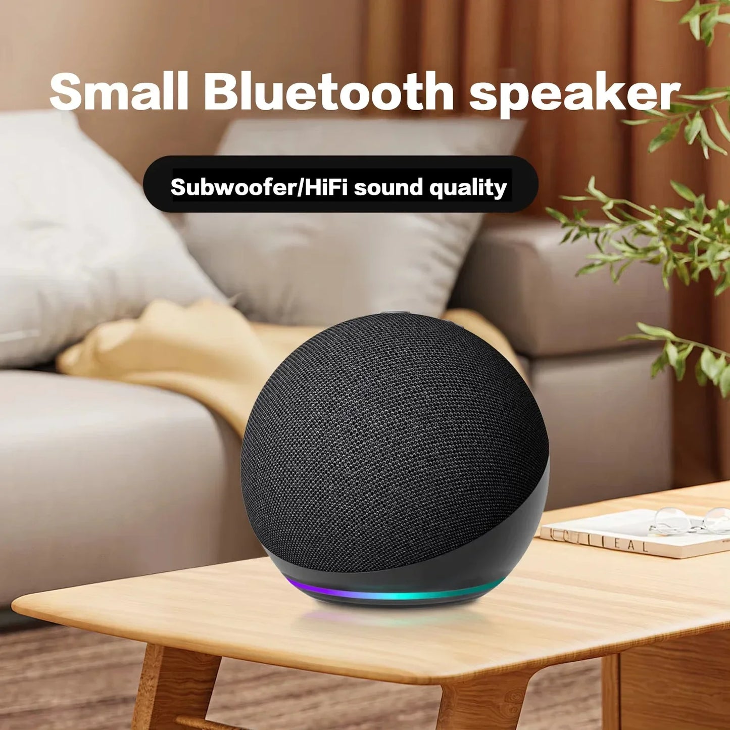Alaxe Mini Bluetooth Speaker – Wireless Outdoor RGB Spherical Subwoofer for Home & Travel