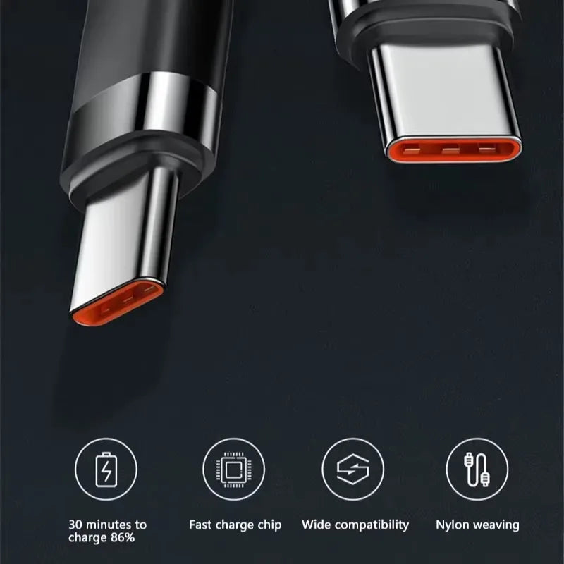120W USB-C to USB-C Fast Charging Cable - PD Quick Charge Cable for iPhone, Xiaomi & Samsung Devices