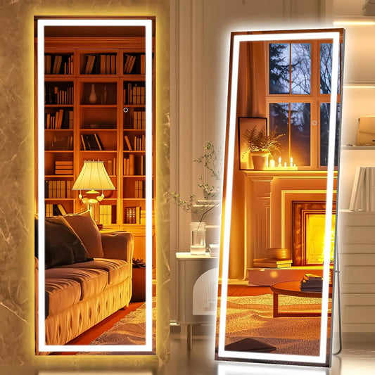 Rizzon LED Full-Length Dressing Mirror — Full-Body Floor & Wall-Mount Mirror for Bedroom, Living Room & Cloakroom