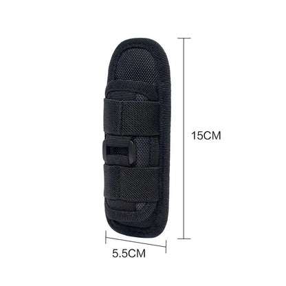 Tactical Hunting Molle Nylon Flashlight Pouch: 360° Rotatable Cover Holster for Outdoor Torch - Portable Lighting Accessory